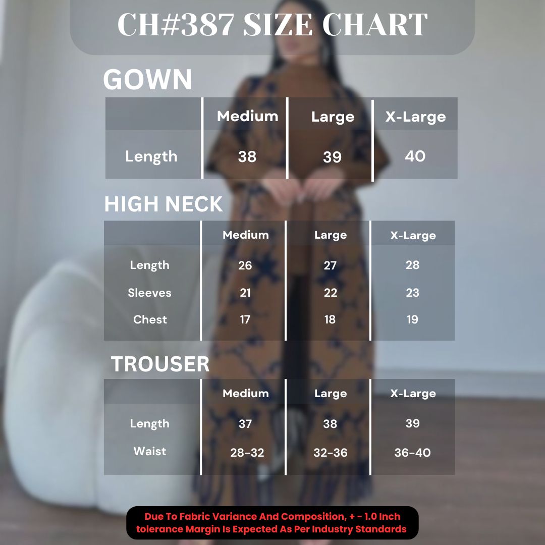 Ready-to-Wear 3 Piece Dress High Neck + Upper + trouser CH # 387