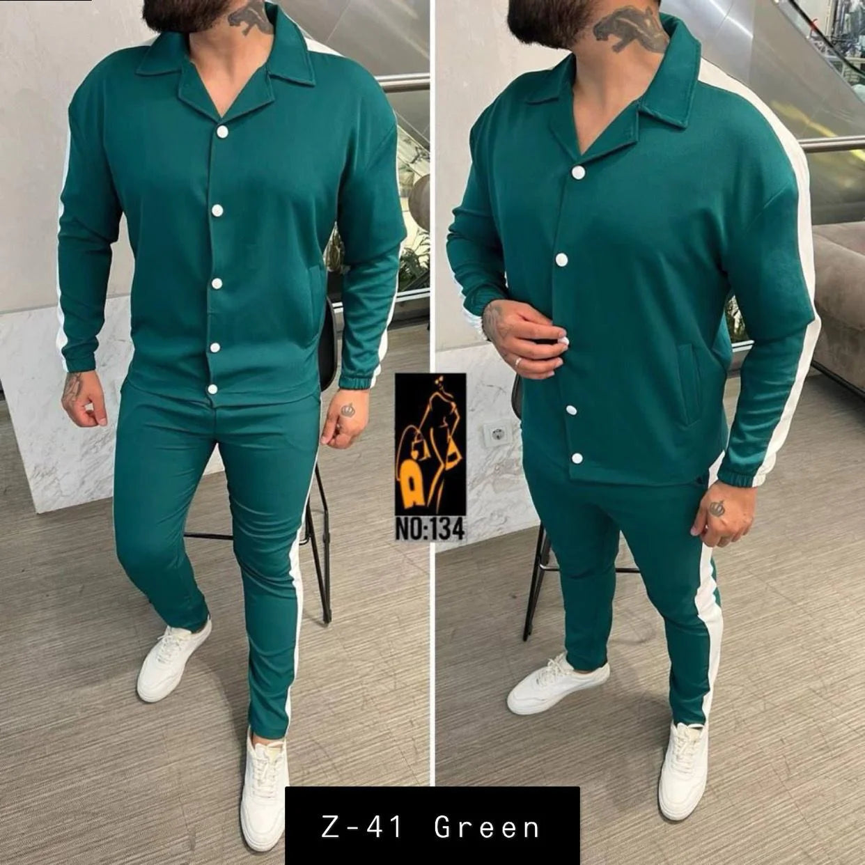 Mens 2 Pcs T-Shirt & Trackpant Set Z-41