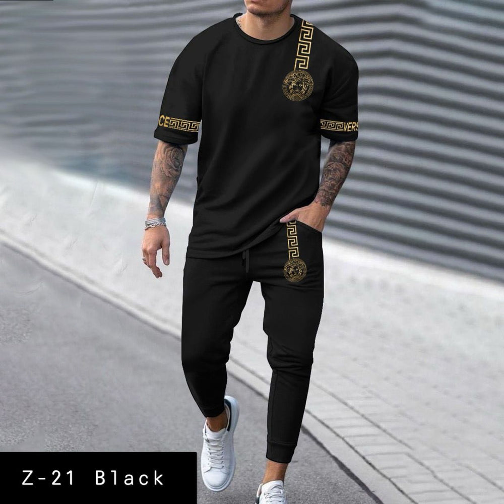 Men's 2 pcs Tshirt &Trackpant set|Z-21 Black
