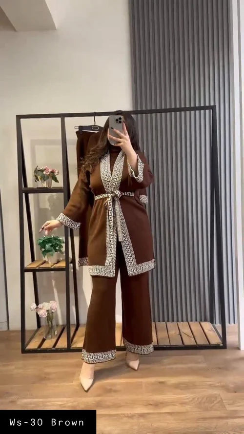 Ready-To-Wear Printed Sides 3 Piece Dress High Neck + Upper + Trouser WA-30