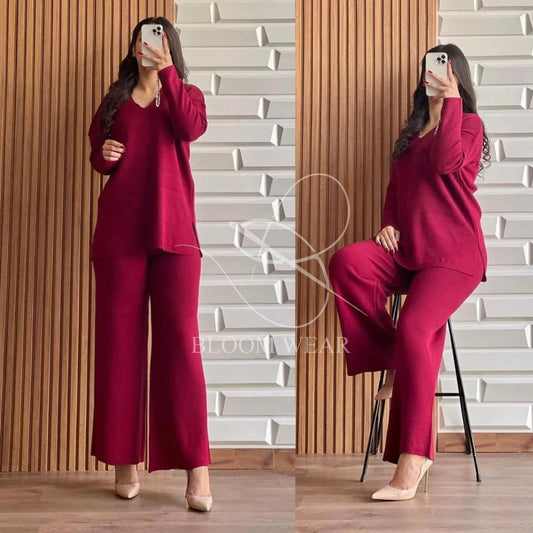 2 Pcs V Neck Winter Outfit LY-0017