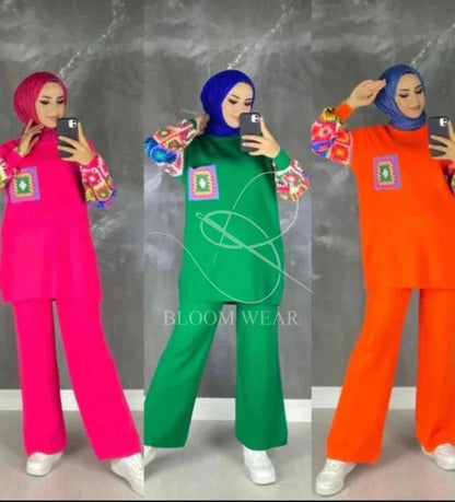 2 Pcs Printed Fleece Co ord Set CH 321