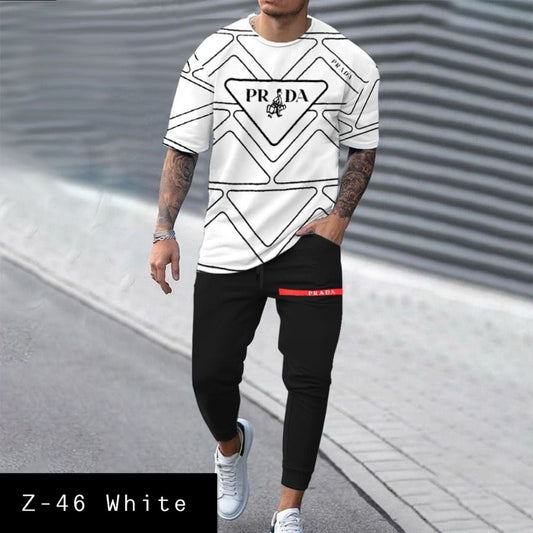 Men's 2 Pcs T-Shirt & Trackpant Set Z-46 white