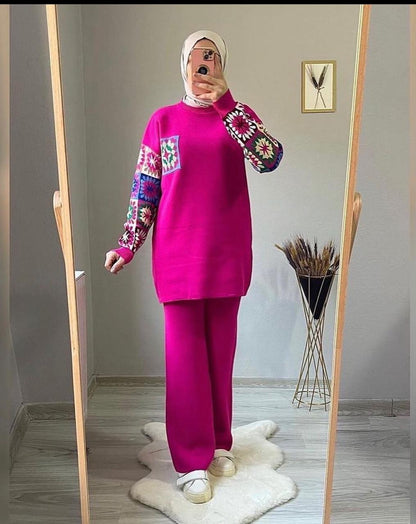 2 Pcs Printed Fleece Co ord Set CH 321