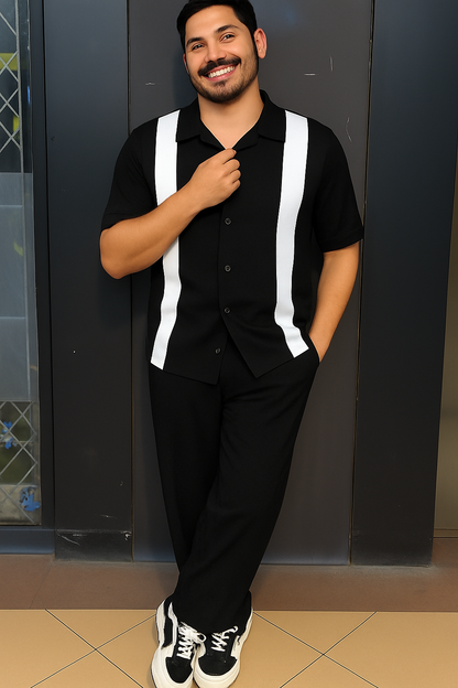 Q-03 DudeDrapes Retro Stripe Co-Ord – Sage Edition