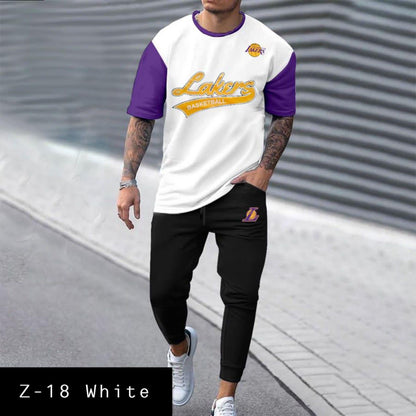 Mens 2 Pcs Tshirt &Trackpant set Z-18 White