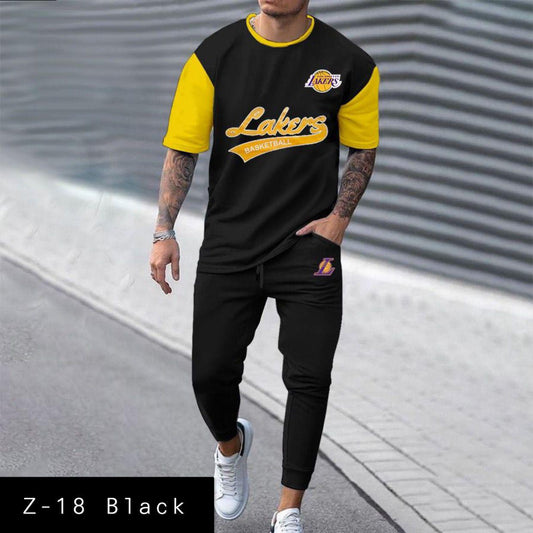 Mens 2 Pcs Tshirt &Trackpant set Z-18 Black