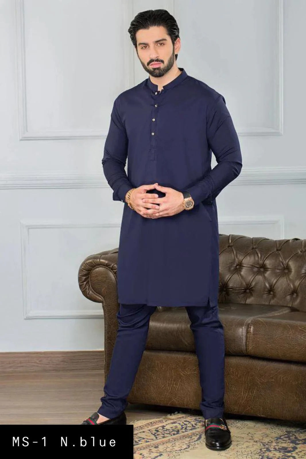 Mens Cotton Kurta Pajama | Ms-1 N.blue