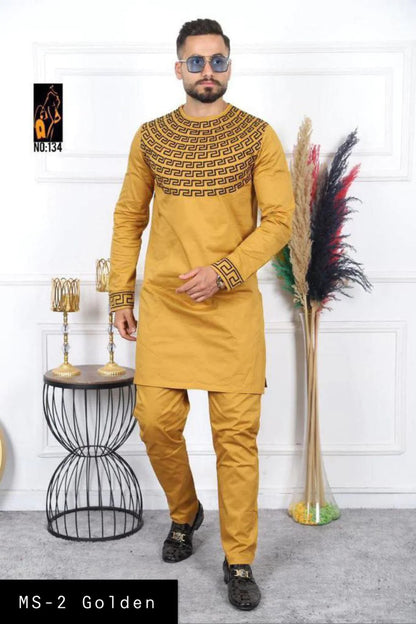 Men's Printed Kurta & Pajama | Ms- 2 Golden