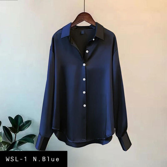 Womens Silk Shirts | Wsl- 1 N.blue