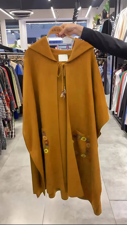 Printed pockets style Hooded fleece shawl upper CH#393.