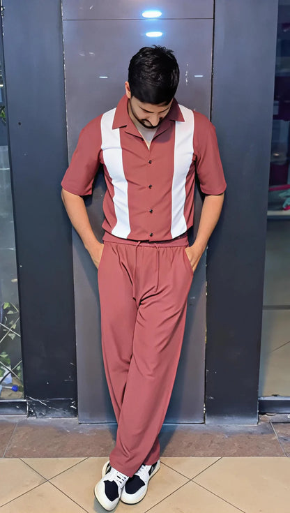 Q-03 DudeDrapes Retro Stripe Co-Ord – Sage Edition