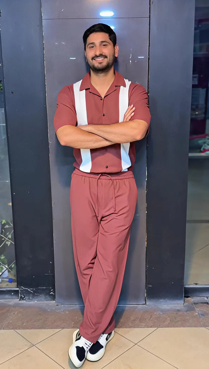 Q-03 DudeDrapes Retro Stripe Co-Ord – Sage Edition