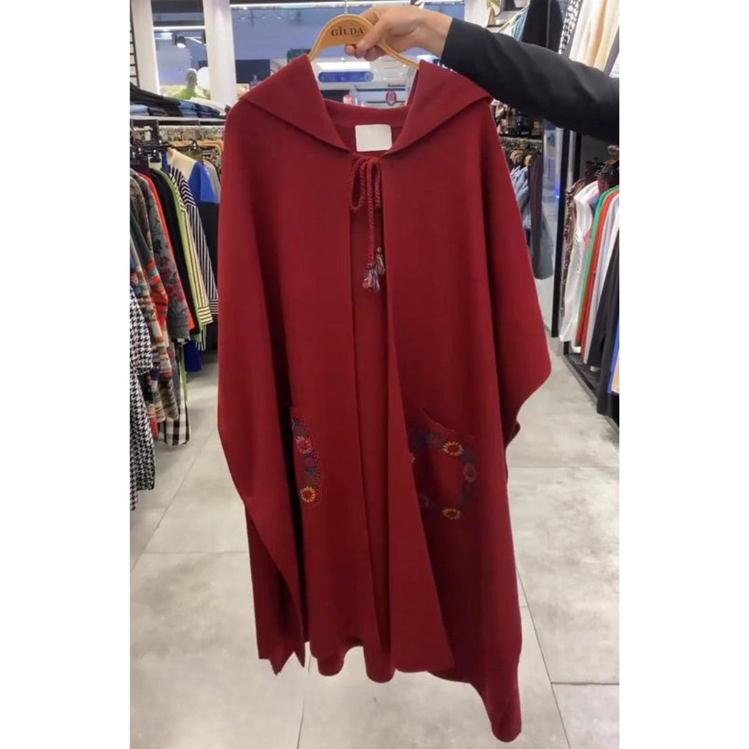 Printed pockets style Hooded fleece shawl upper CH#393.