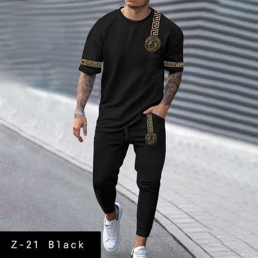 Men's 2 pcs Tshirt &Trackpant set|Z-21 Black