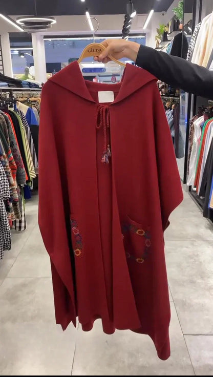 Printed pockets style Hooded fleece shawl upper CH#393.