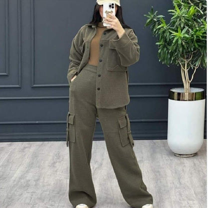 2 Pcs Cargo Pocket Style Winter Outfit
