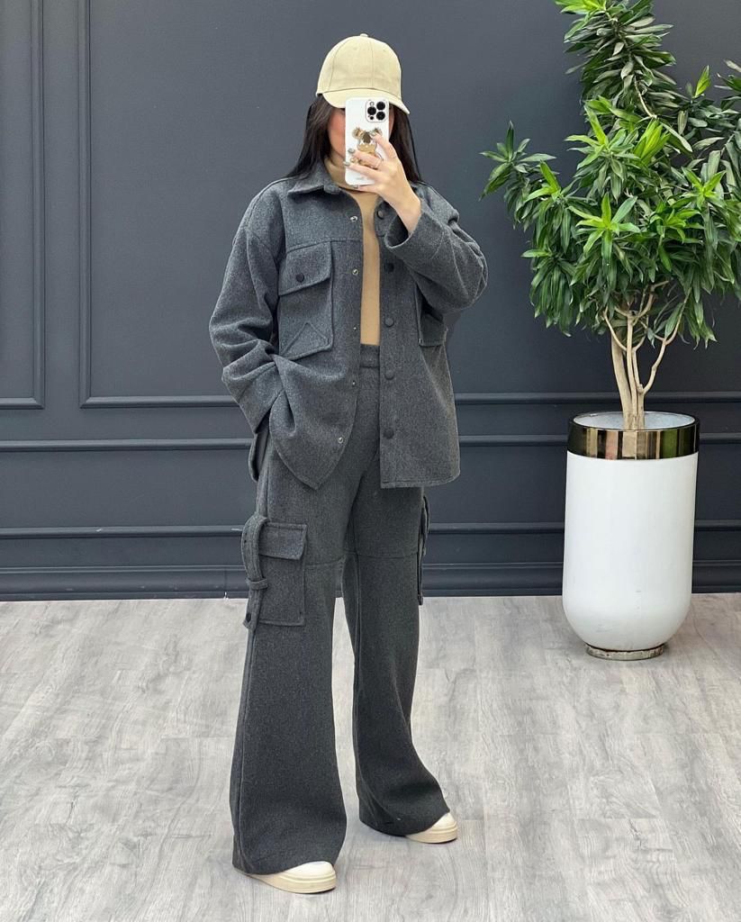 2 Pcs Cargo Pocket Style Winter Outfit