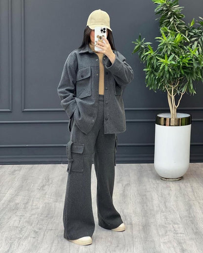 2 Pcs Cargo Pocket Style Winter Outfit