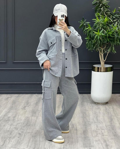 2 Pcs Cargo Pocket Style Winter Outfit