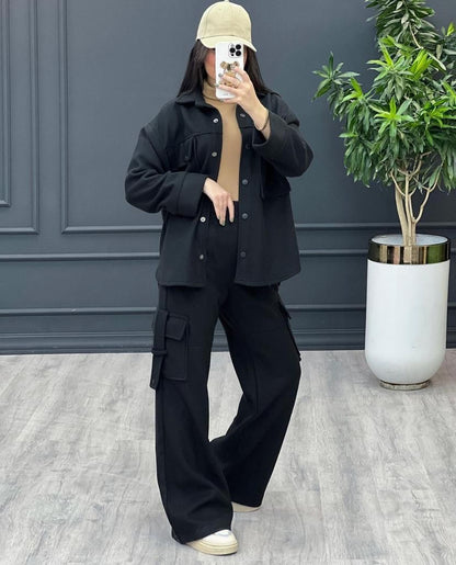 2 Pcs Cargo Pocket Style Winter Outfit